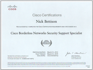 Cisco Borderless Networks Security Support Specialist