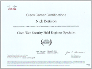Cisco Web Security Field Engineer Specialist
