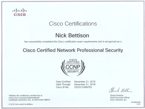 Cisco Certificate Network Professional Security