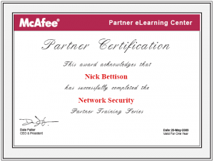 McAfee Technical Professional in Network
Security