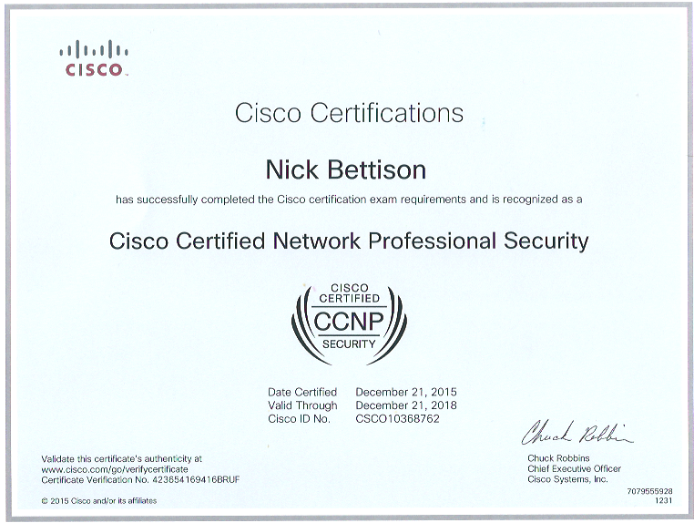 Cisco CCNP Security Nick Bettison LINICKX